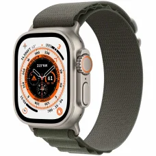 Apple Watch Ultra 49mm Titanium Case with Green Alpine Loop Small